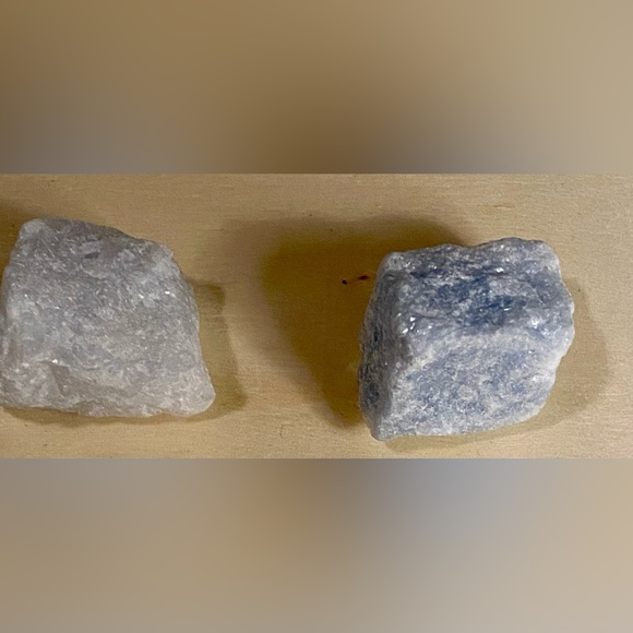 Set of 2 Raw Blue Calcite Crystals - Picture 2 of 6